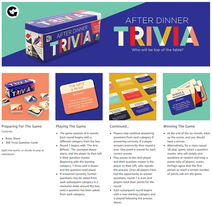 Ginger Fox USA - After Dinner Trivia Tin - Top Seller!