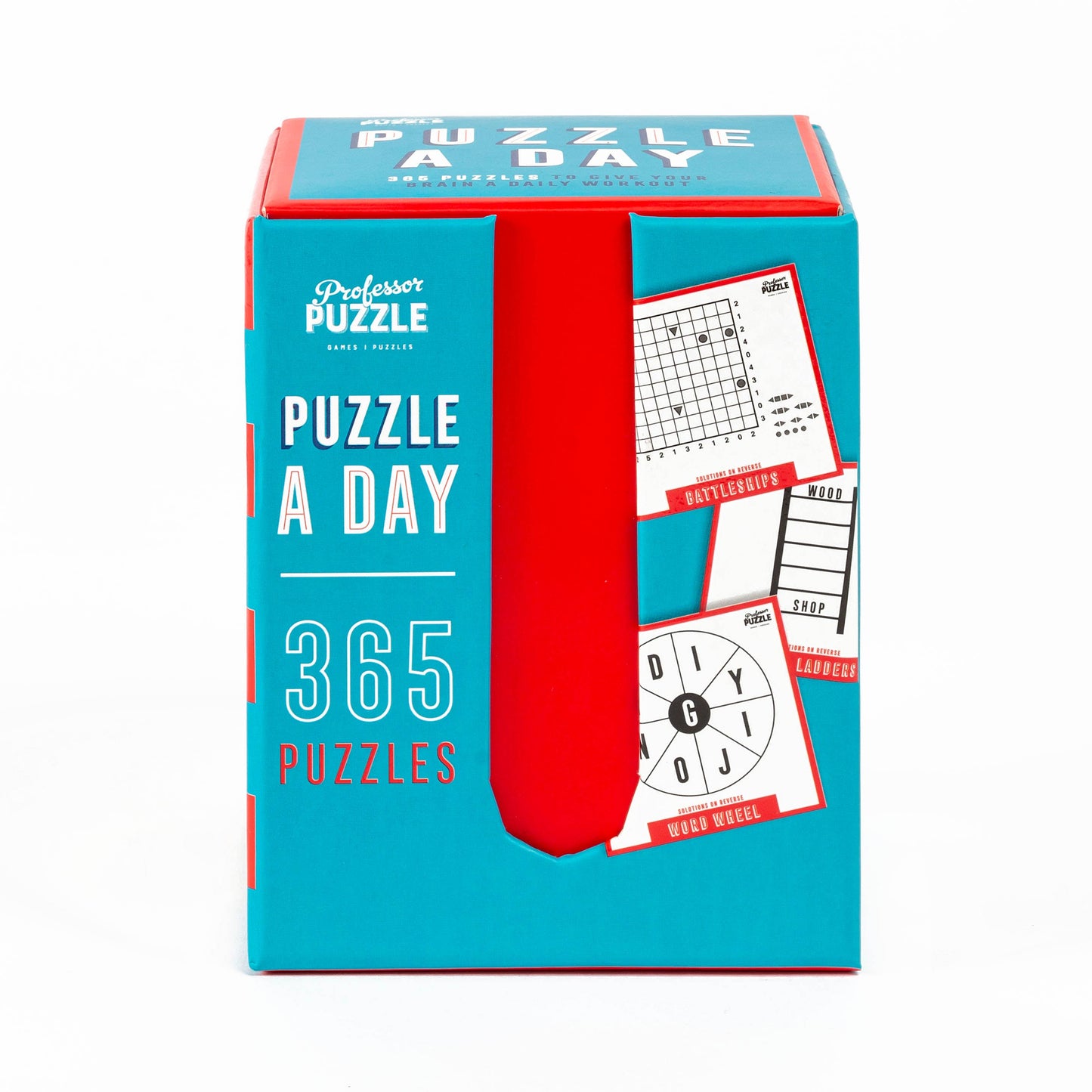Box of 'Puzzle A Day' with red and blue design on a white background