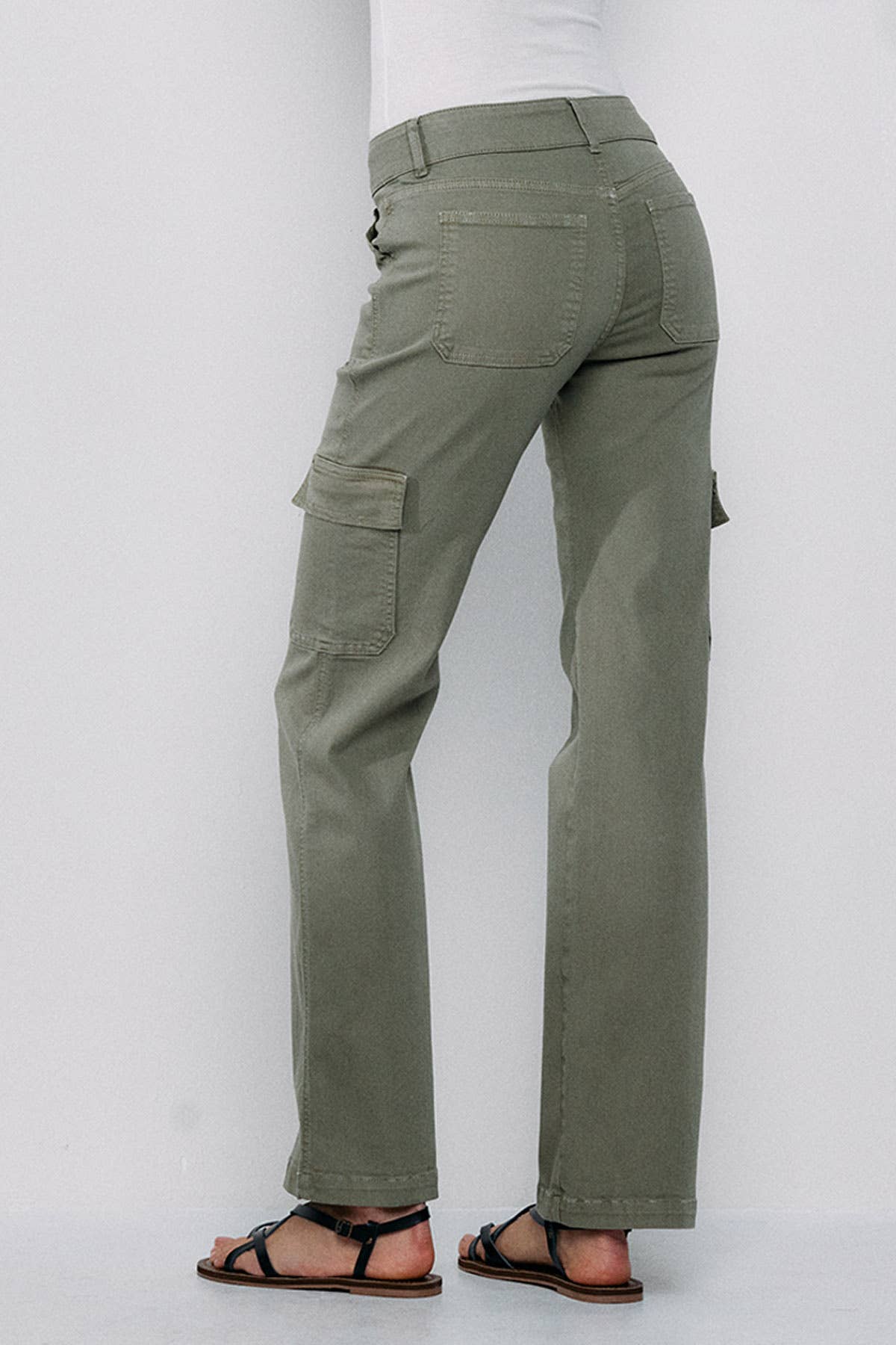 Mid Rise Slim Bootcut Cargo Pants