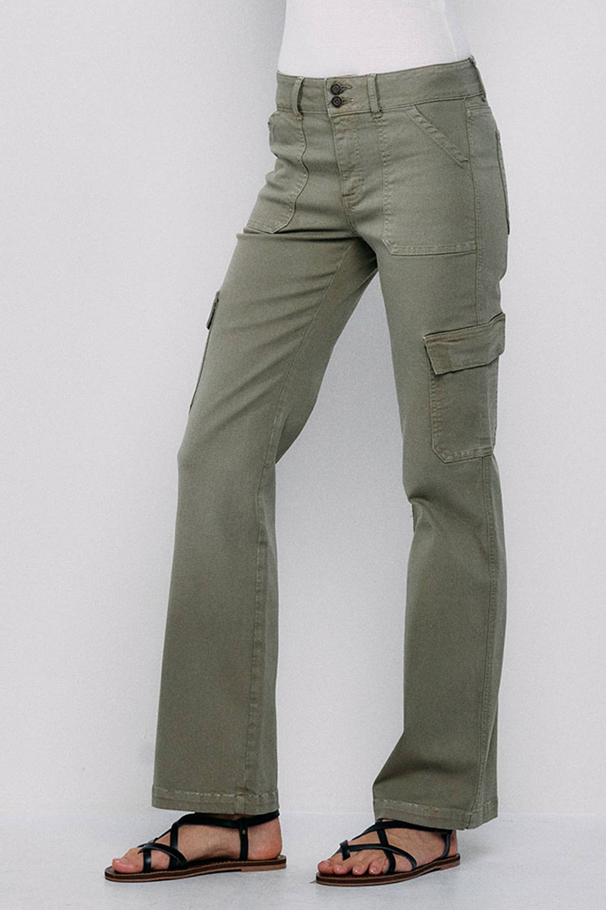 Mid Rise Slim Bootcut Cargo Pants