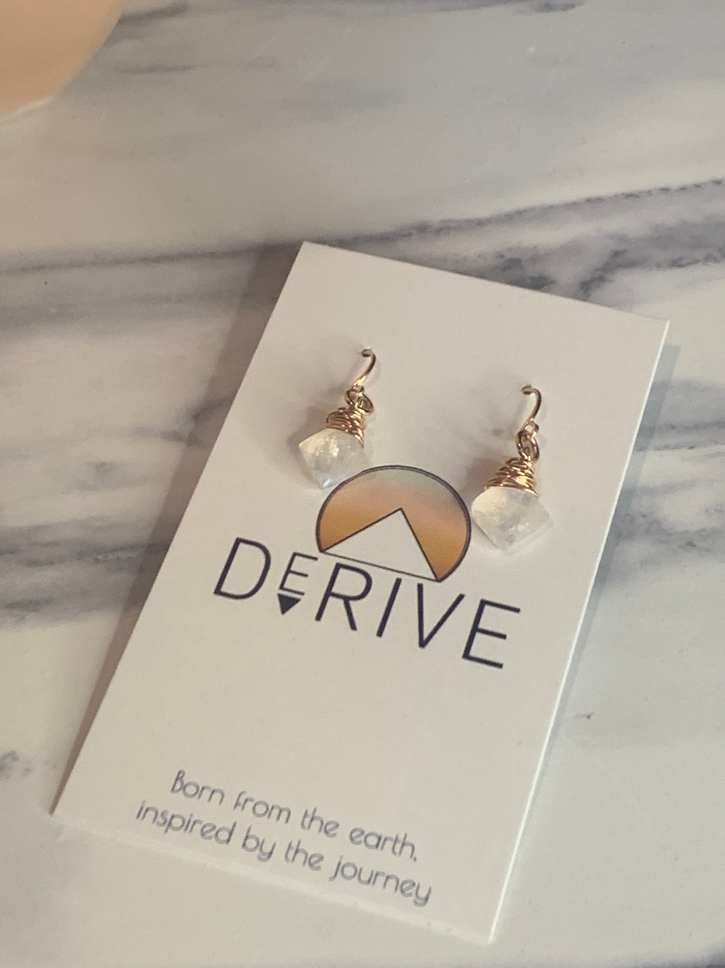 Rose Gold Faceted Moonstone Drops Earrings