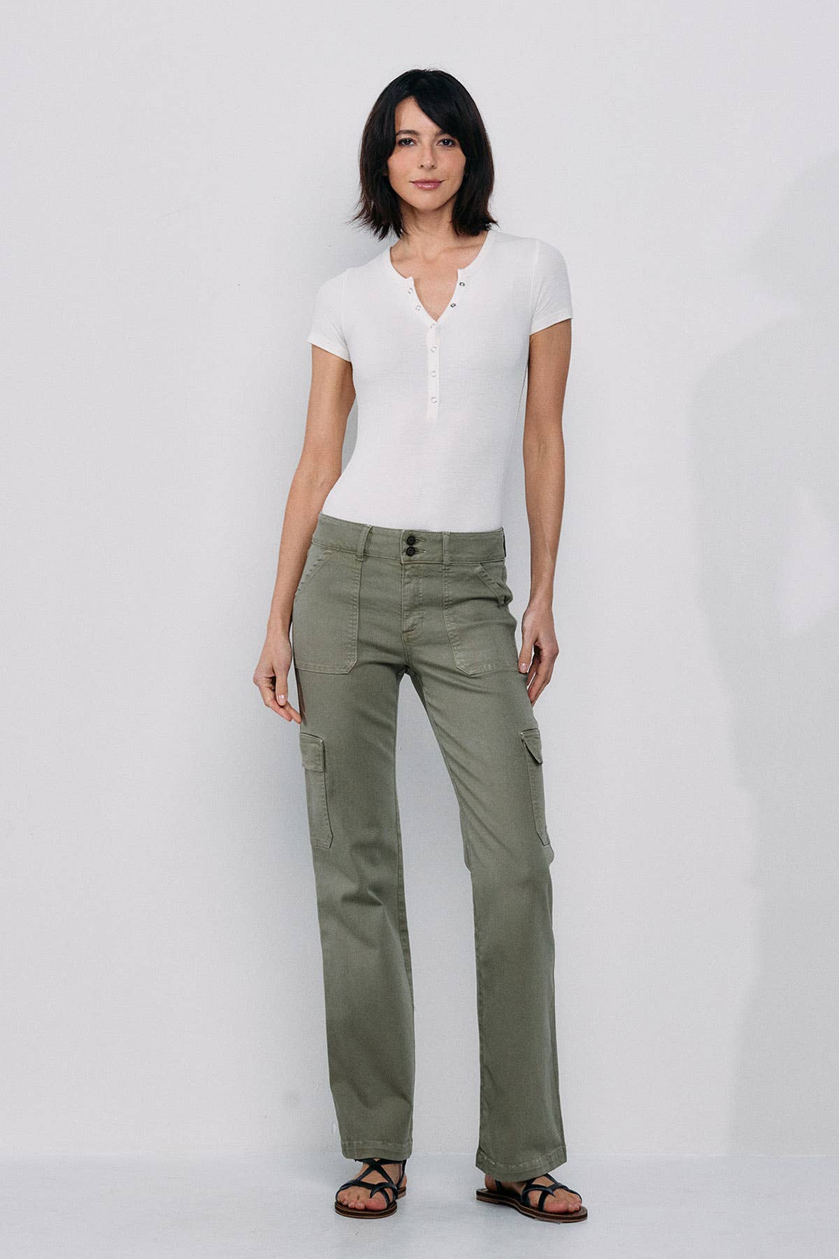 Mid Rise Slim Bootcut Cargo Pants