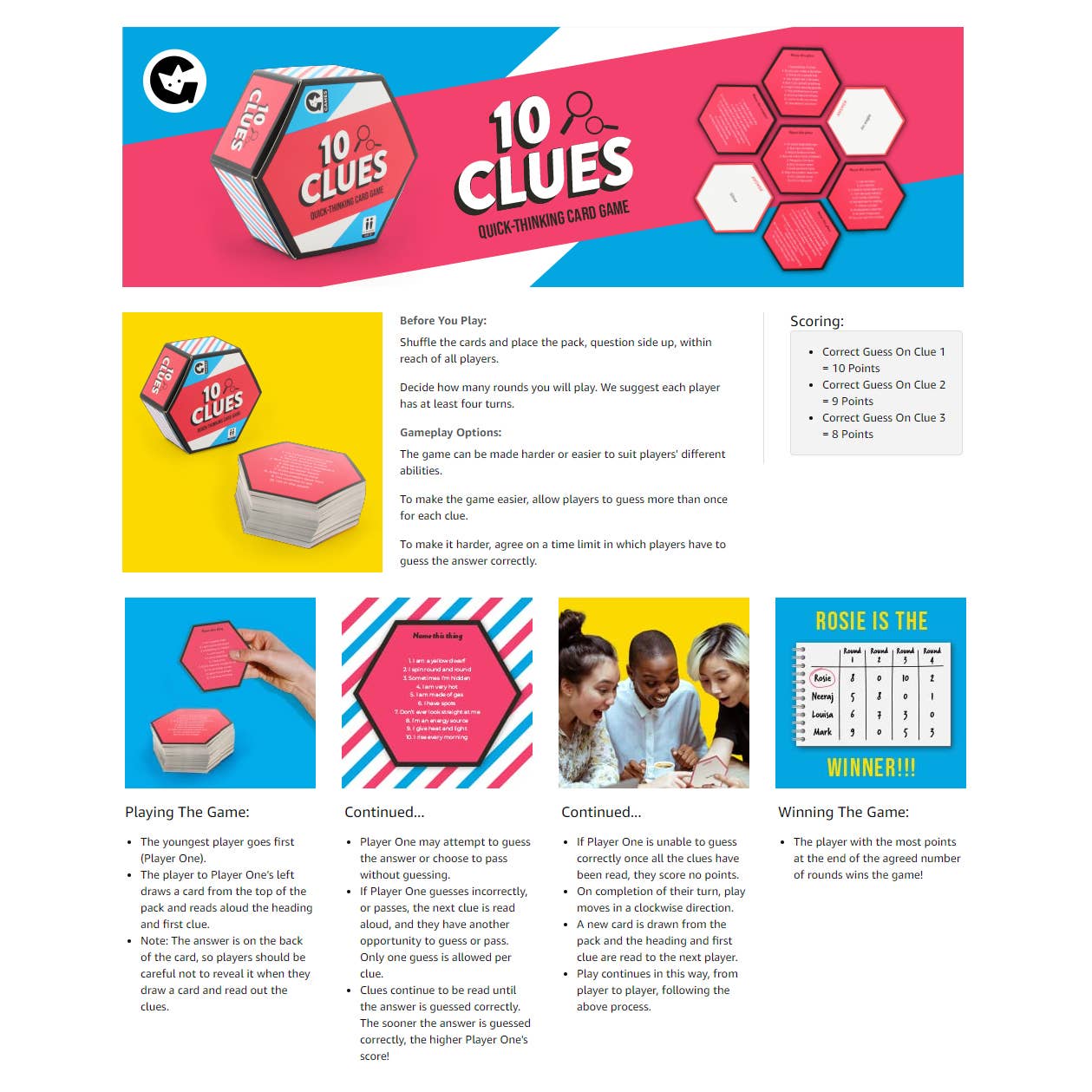 Ginger Fox USA - 10 Clues Family Card Game