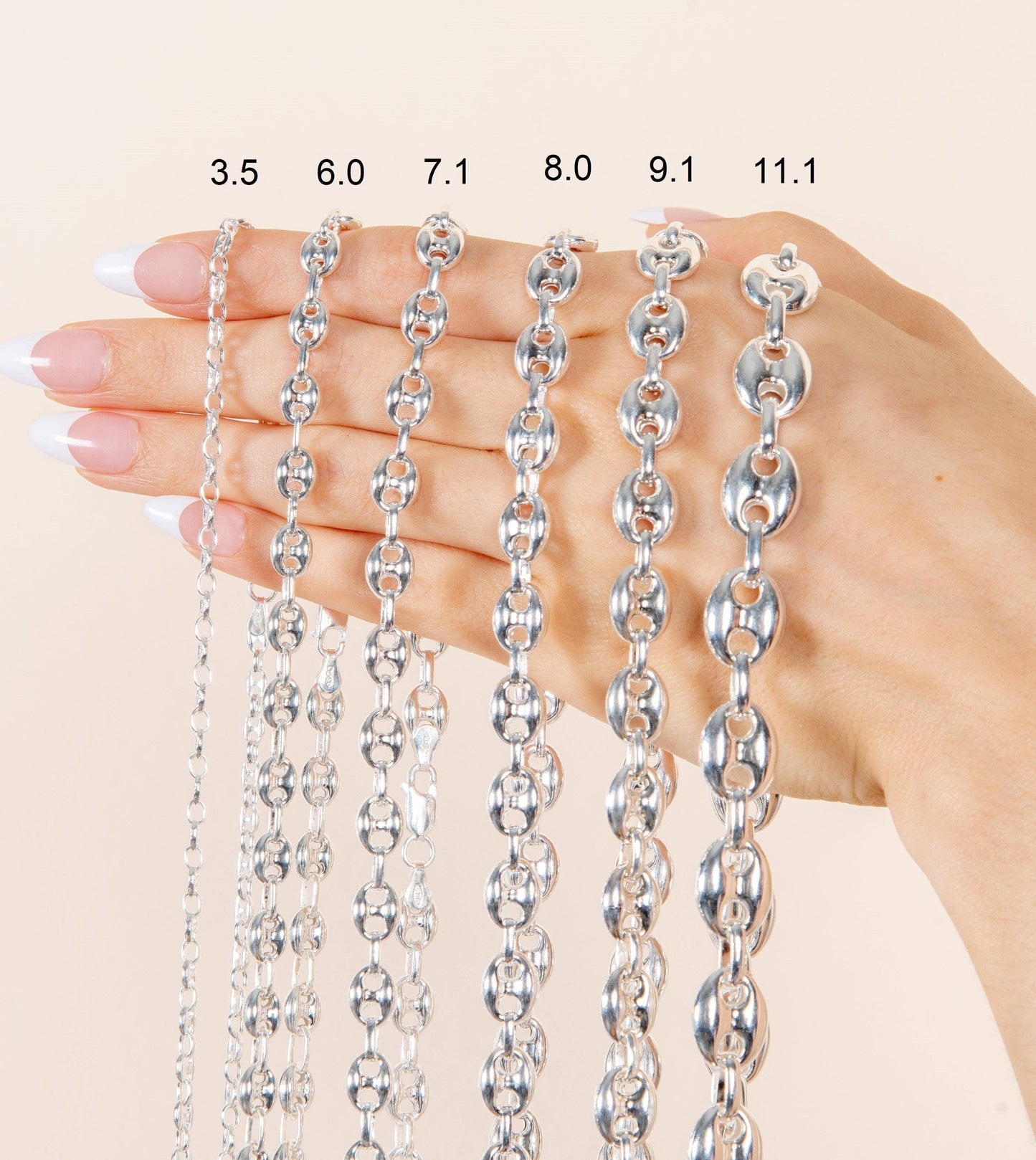 Silver Puffed Mariner Chain Necklace