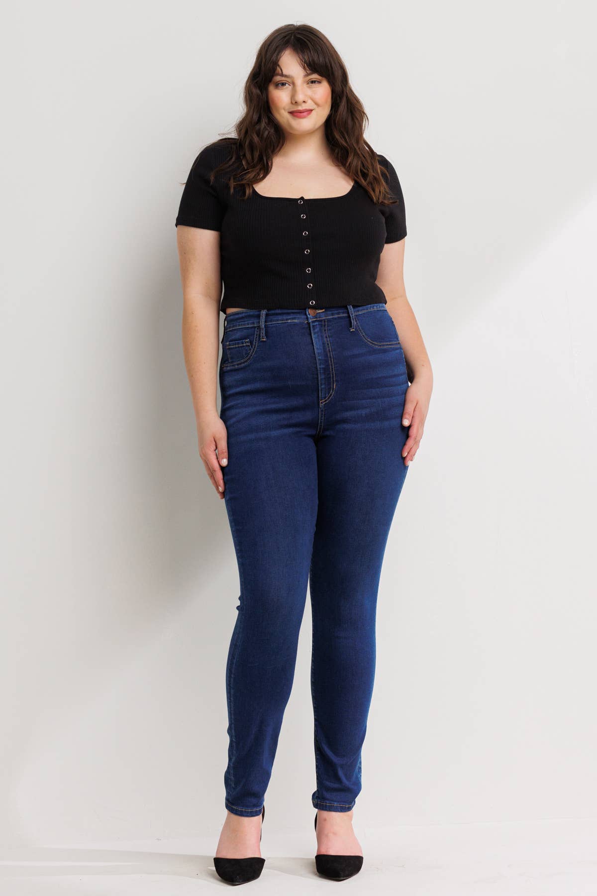 SneakPeek - High Rise Plus Ankle Skinny Denim Jegging