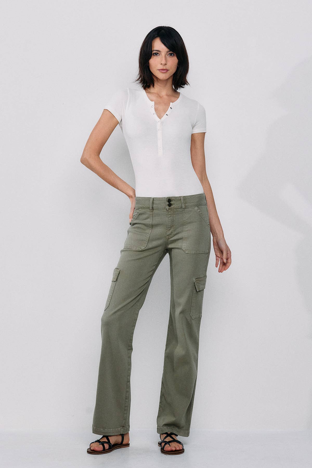 Mid Rise Slim Bootcut Cargo Pants