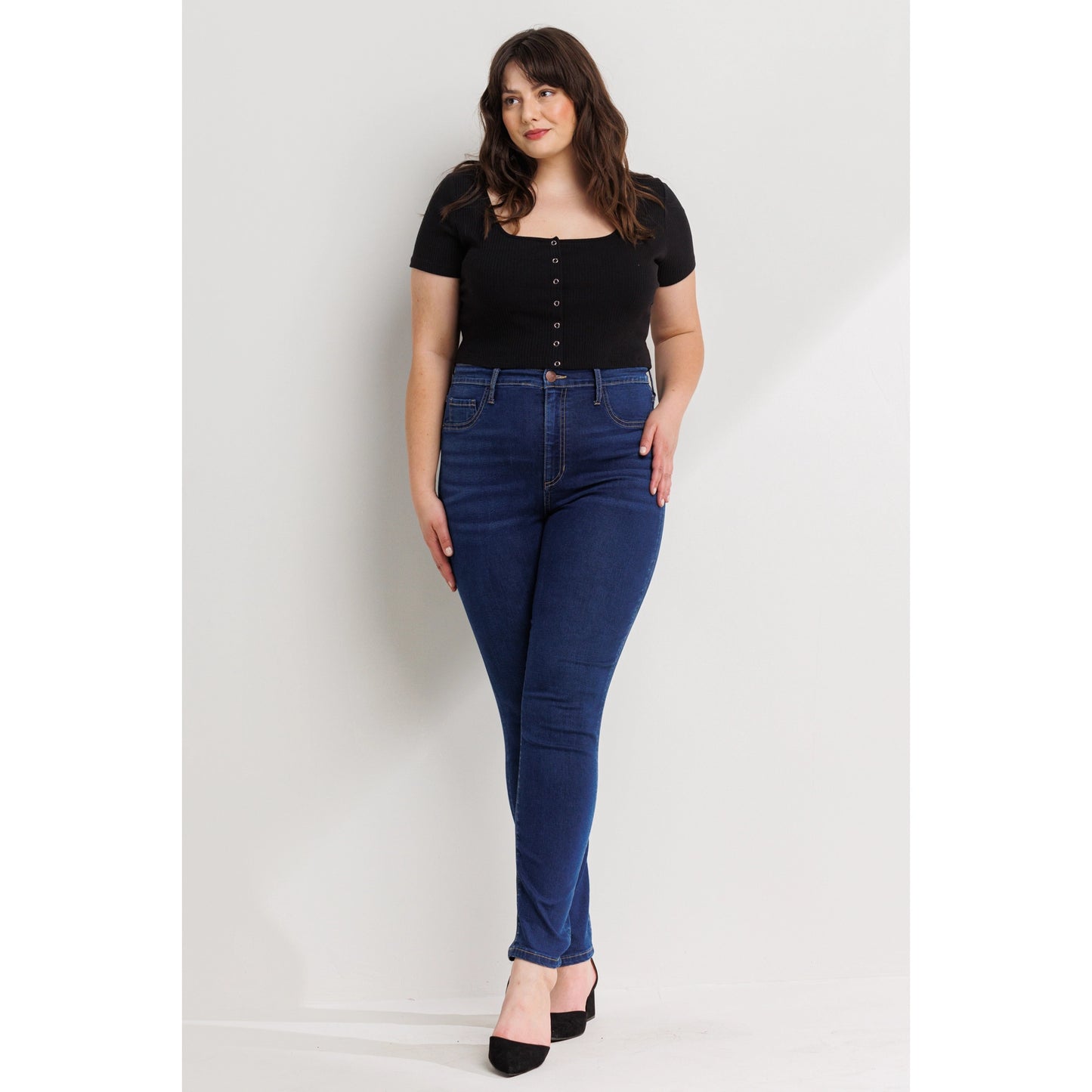 SneakPeek - High Rise Plus Ankle Skinny Denim Jegging
