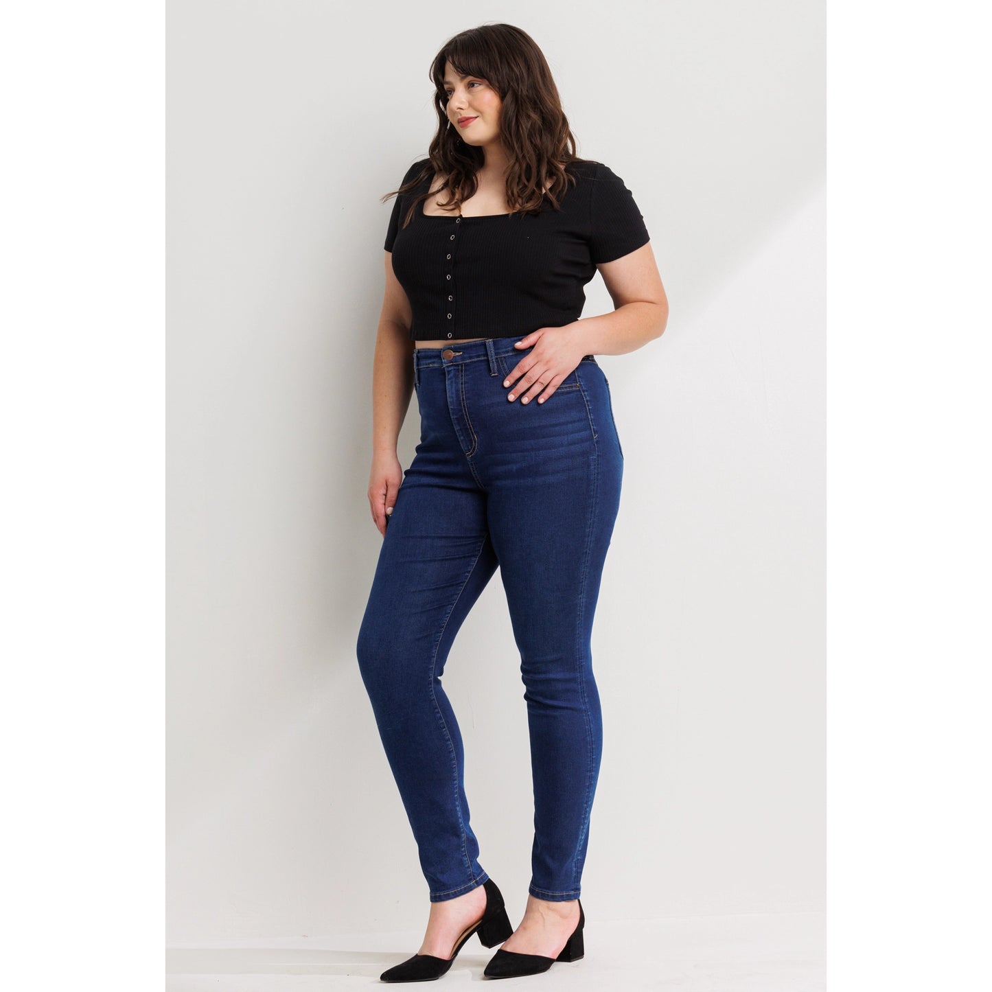 SneakPeek - High Rise Plus Ankle Skinny Denim Jegging
