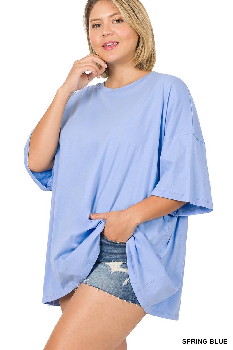 Plus Size Cotton Drop Shoulder Boyfriend Box Tee