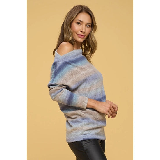 Brushed Soft Ombre Knit Off the Shoulder Top