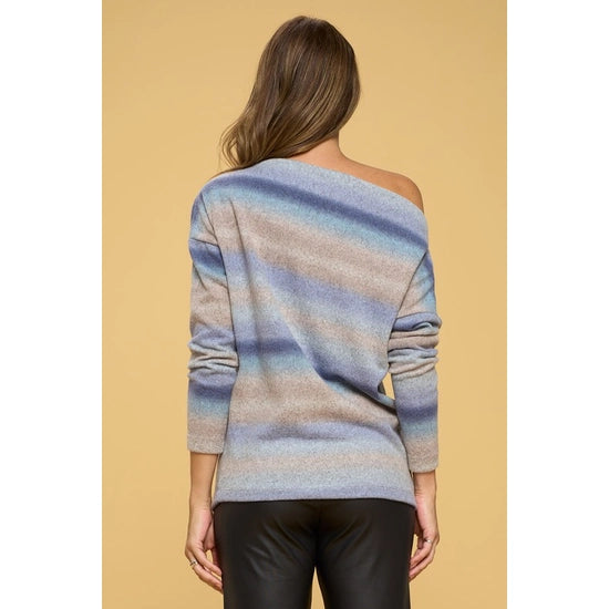 Brushed Soft Ombre Knit Off the Shoulder Top