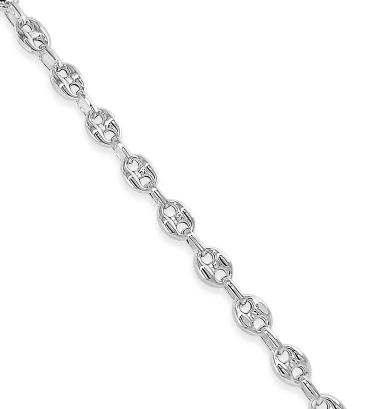 Silver Puffed Mariner Chain Necklace