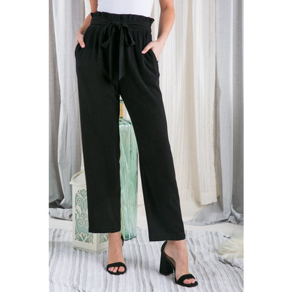 Black Wide Leg Pants with Wide Waistband