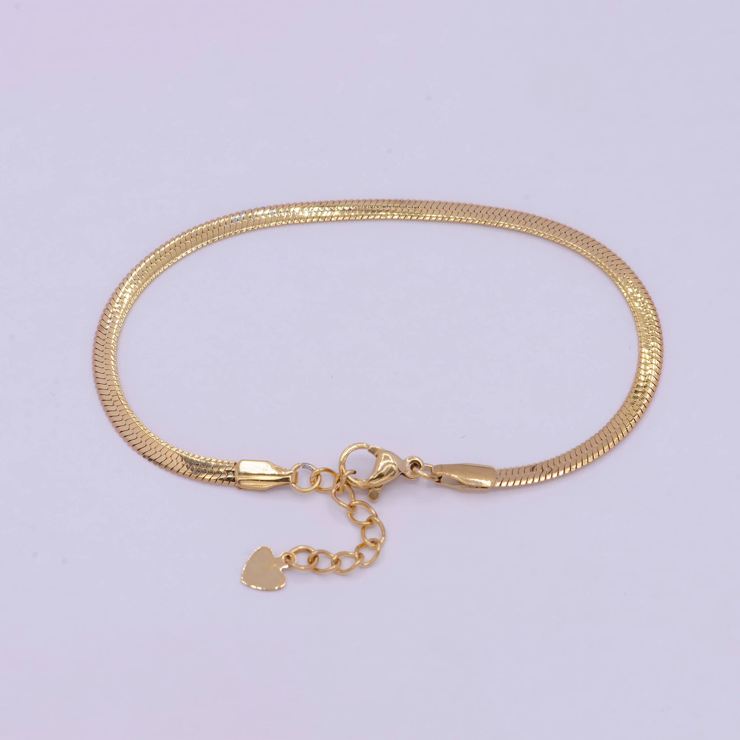 Herringbone Snake Chain 6.5 Inch Bracelet 3mm Gold Filled