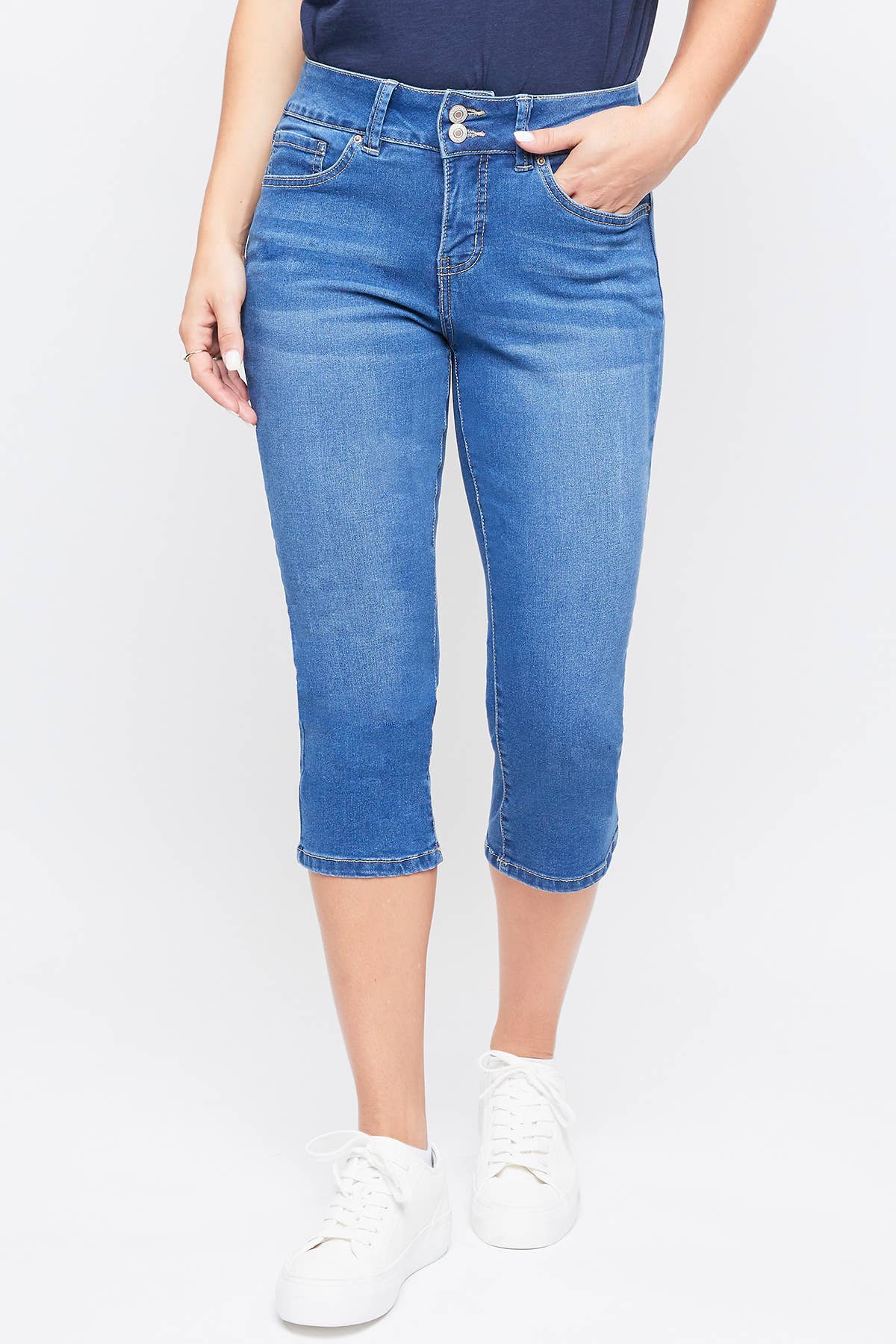 Missy 2 Button Slim Stretch Capri Jean