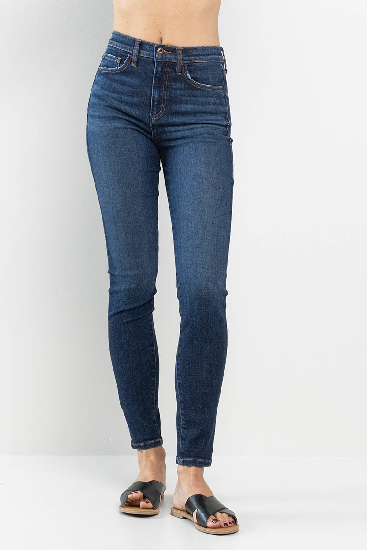 High Rise Classic Solid Medium Dark Skinny Jean