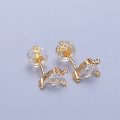 Mini Tear Drop Stud Earring CZ Stone with Open Link for Charm 16K Gold Filled