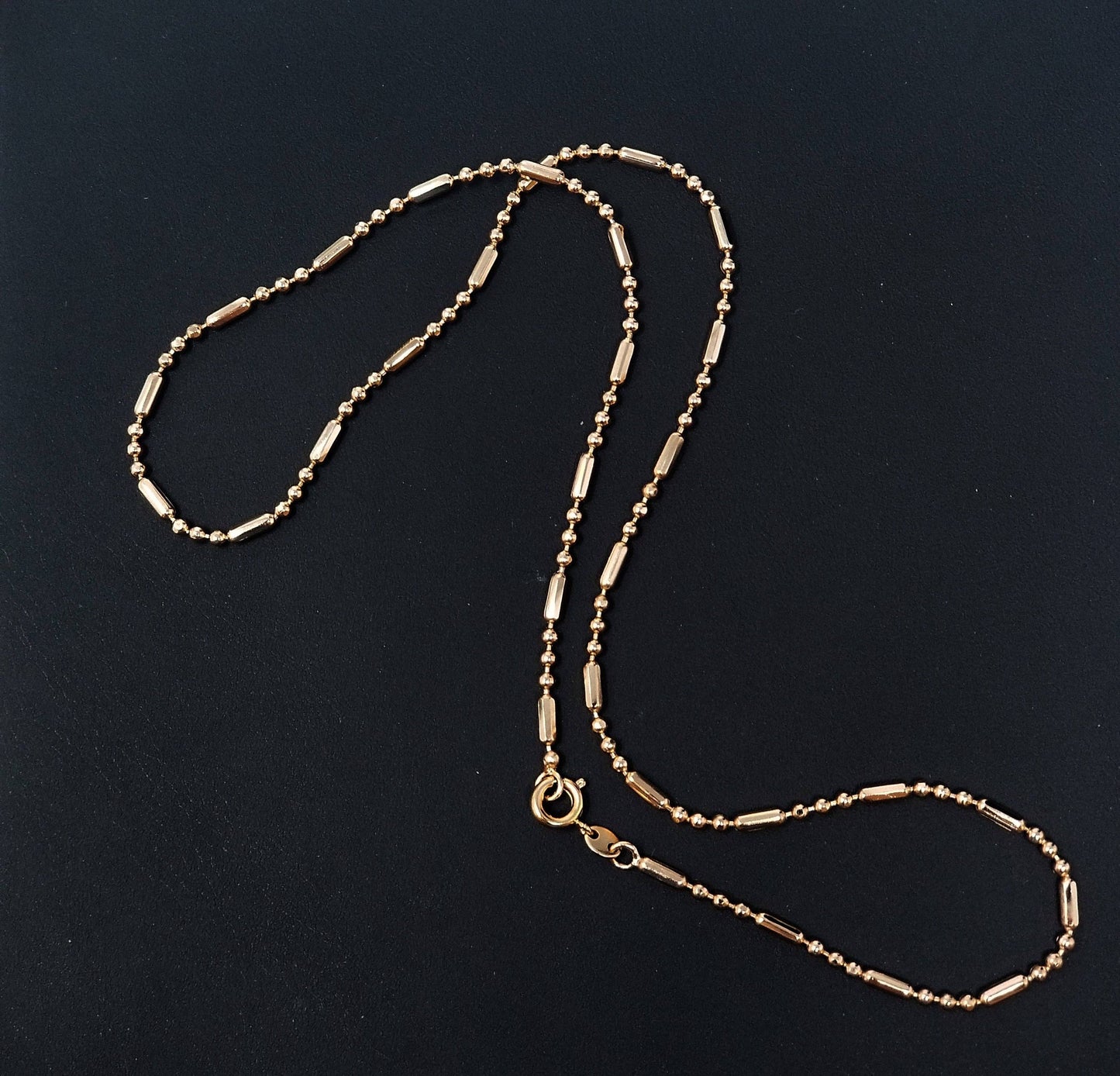 Bead Necklace Chain, 17.5" 18K Gold Filled