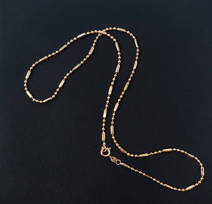Bead Necklace Chain, 17.5" 18K Gold Filled