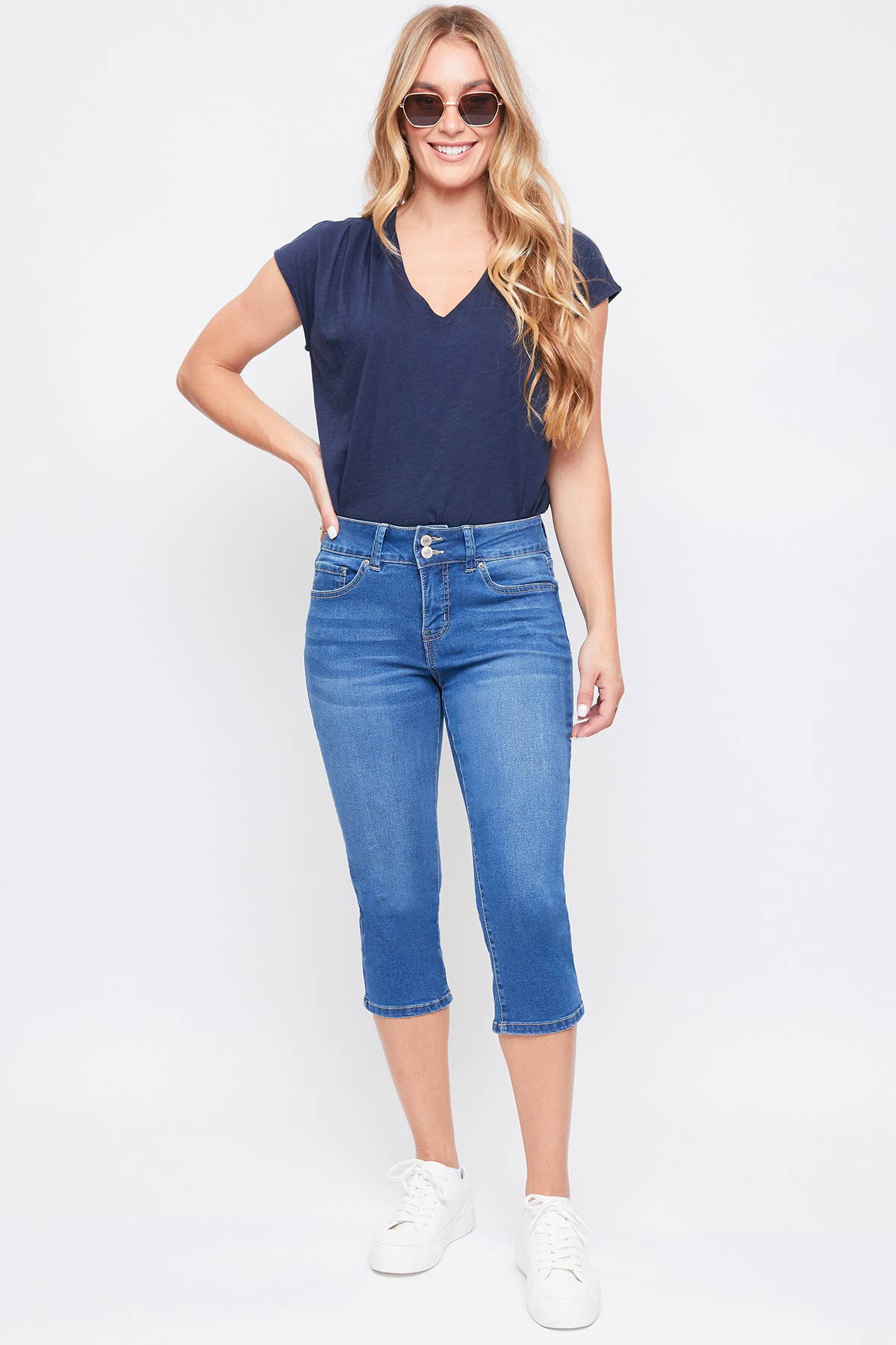 Missy 2 Button Slim Stretch Capri Jean