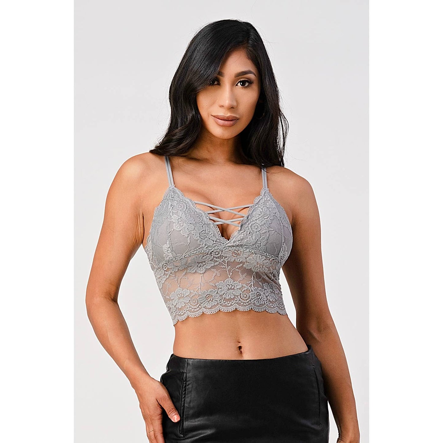 Lace-Up lace Crop Bralette