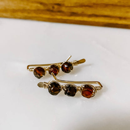 Derive Jewelry - Ember Glow Garnet Ear Climbers