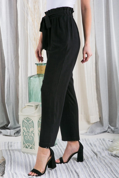 Black Wide Leg Pants with Wide Waistband