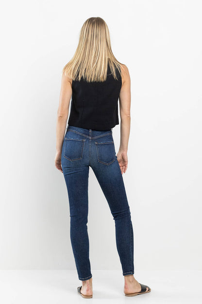 High Rise Classic Solid Medium Dark Skinny Jean