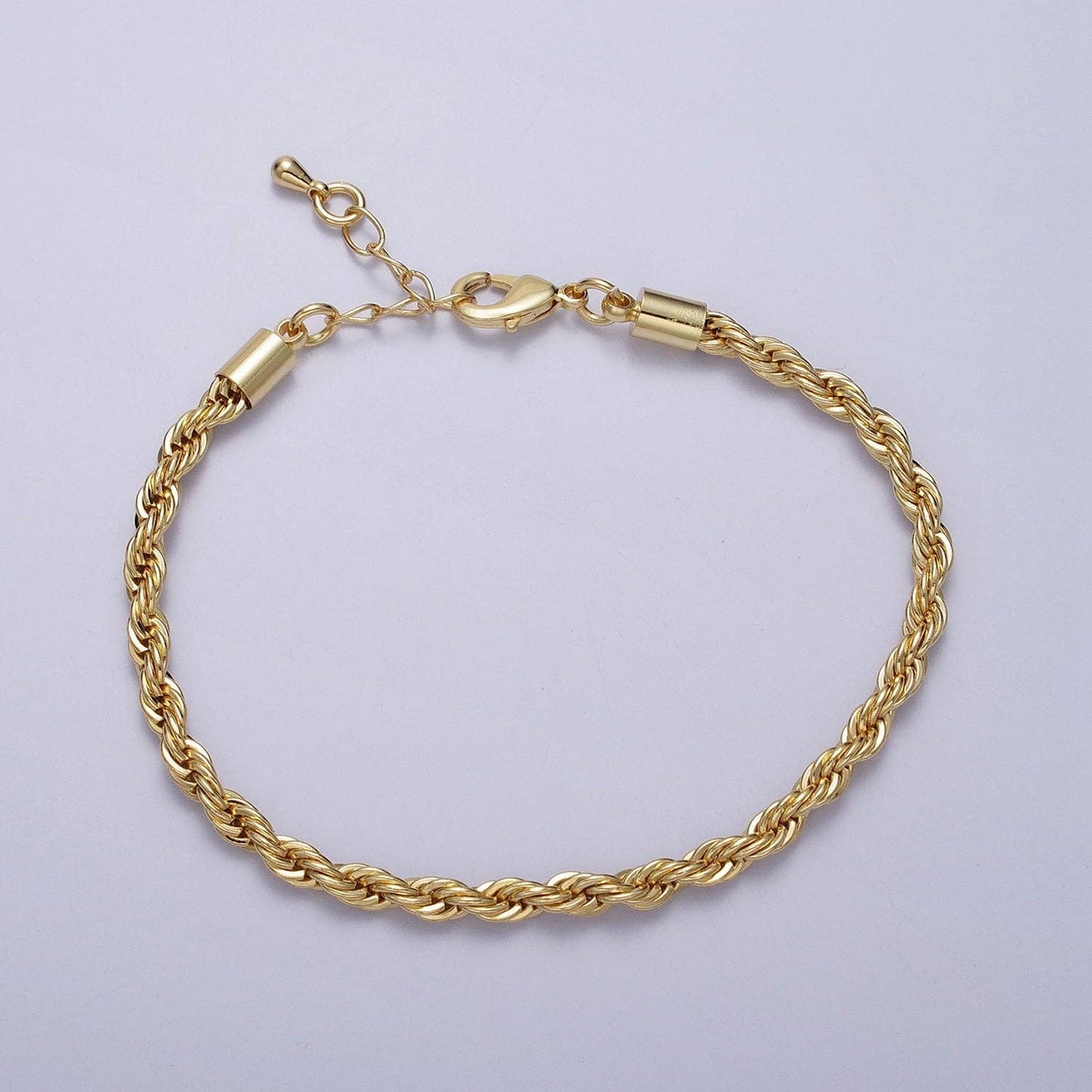 Gold Twisted Rope Chain Bracelet 7", 3.7mm Gold Filled