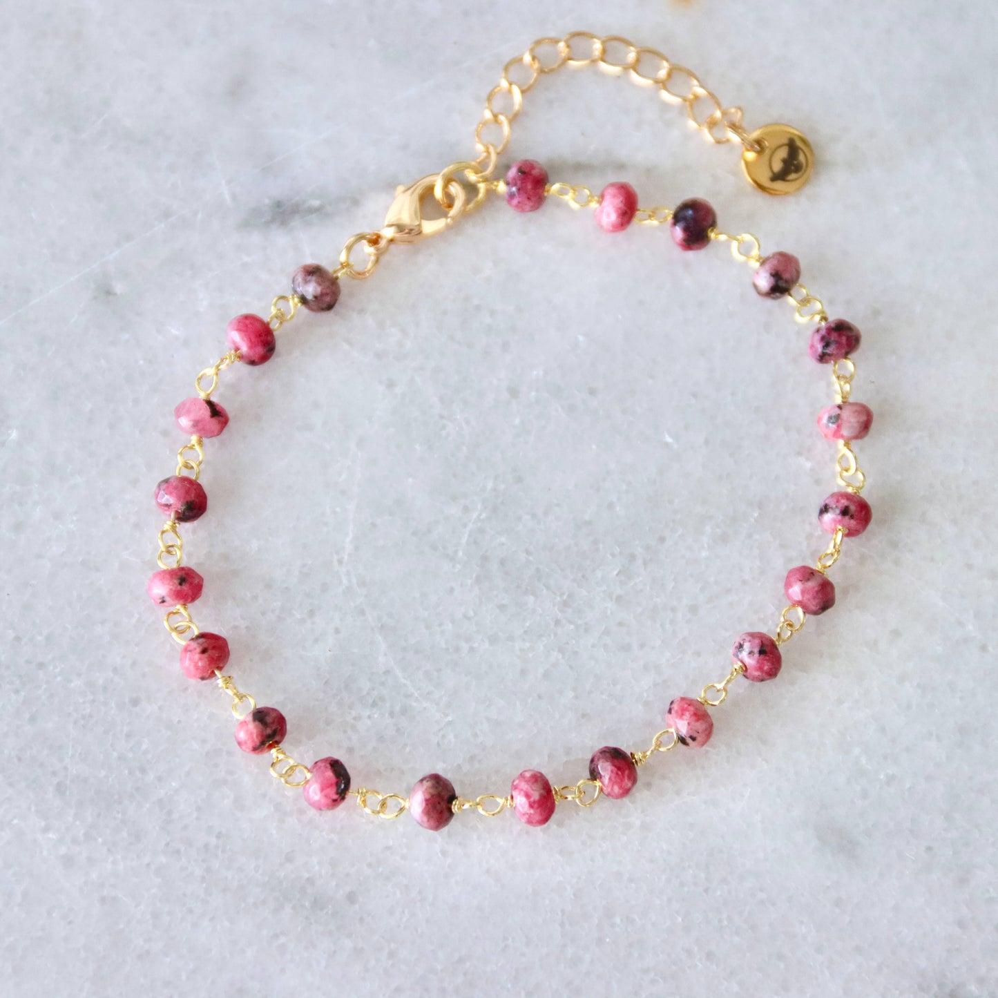 Rhodochrosite Beaded Bracelet