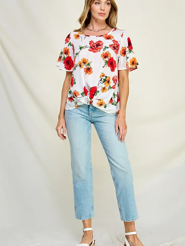 Flower Print Woven Top