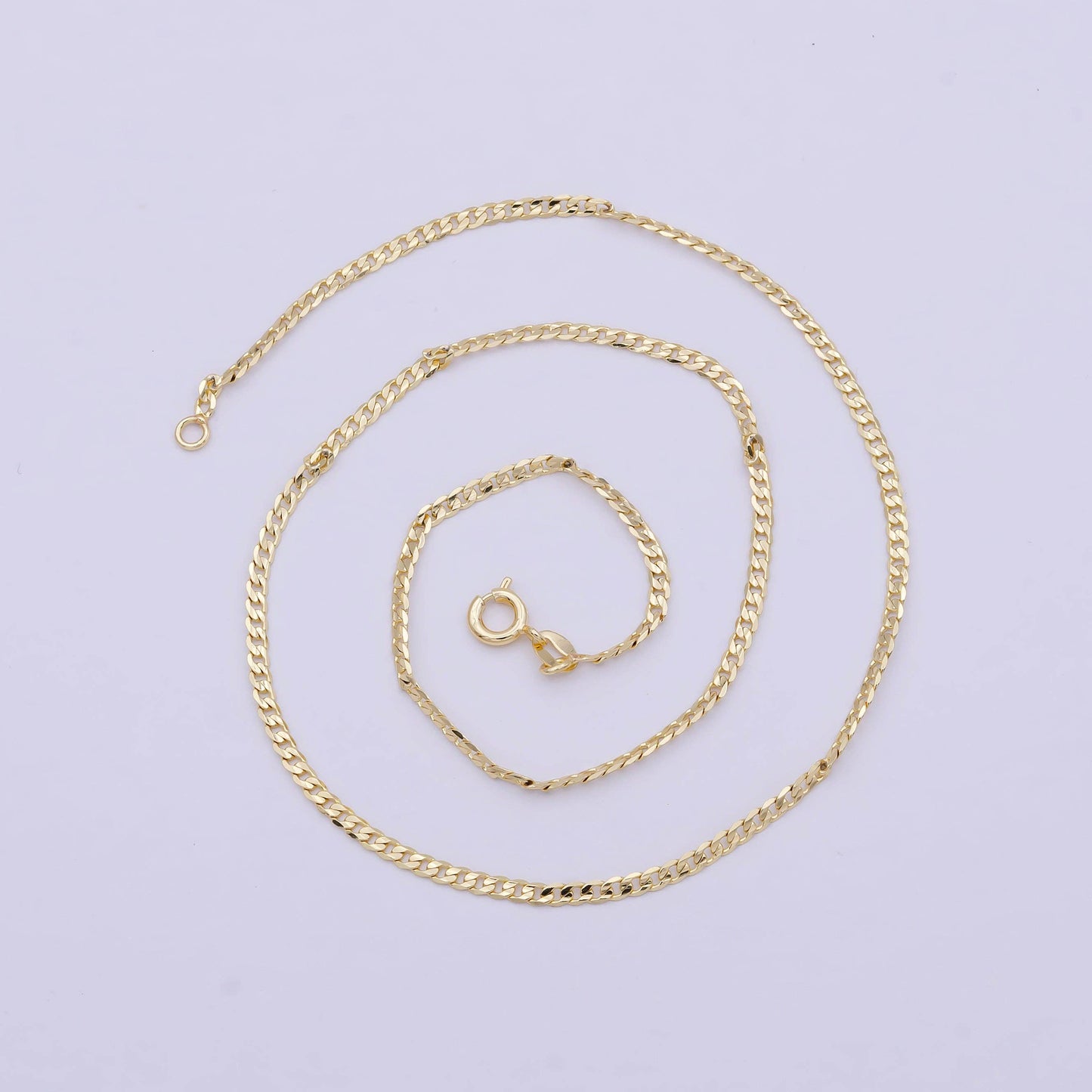 Curb Chain Necklace 17" Dainty 2.2mm Link Necklace 18K Gold Filled