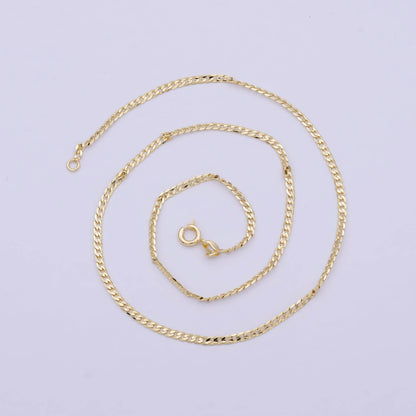 Curb Chain Necklace 17" Dainty 2.2mm Link Necklace 18K Gold Filled