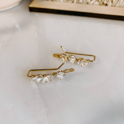 Derive Jewelry - Herkimer Diamond Ear Climbers