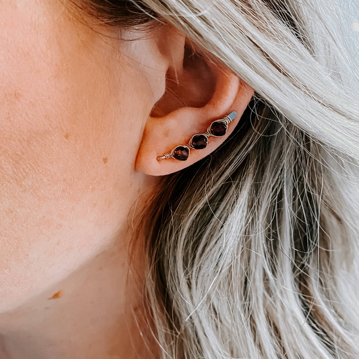 Derive Jewelry - Ember Glow Garnet Ear Climbers