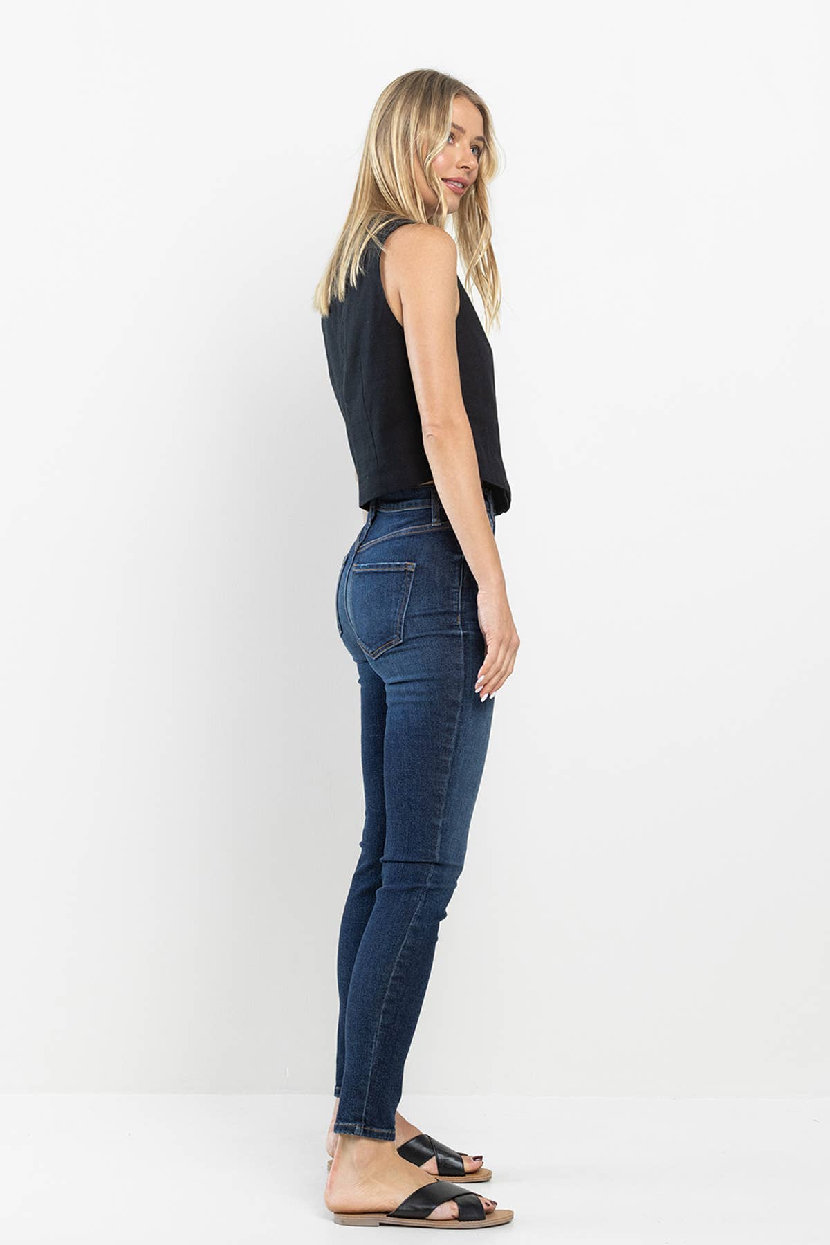 High Rise Classic Solid Medium Dark Skinny Jean