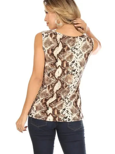 Snake Print Knit Tank Top