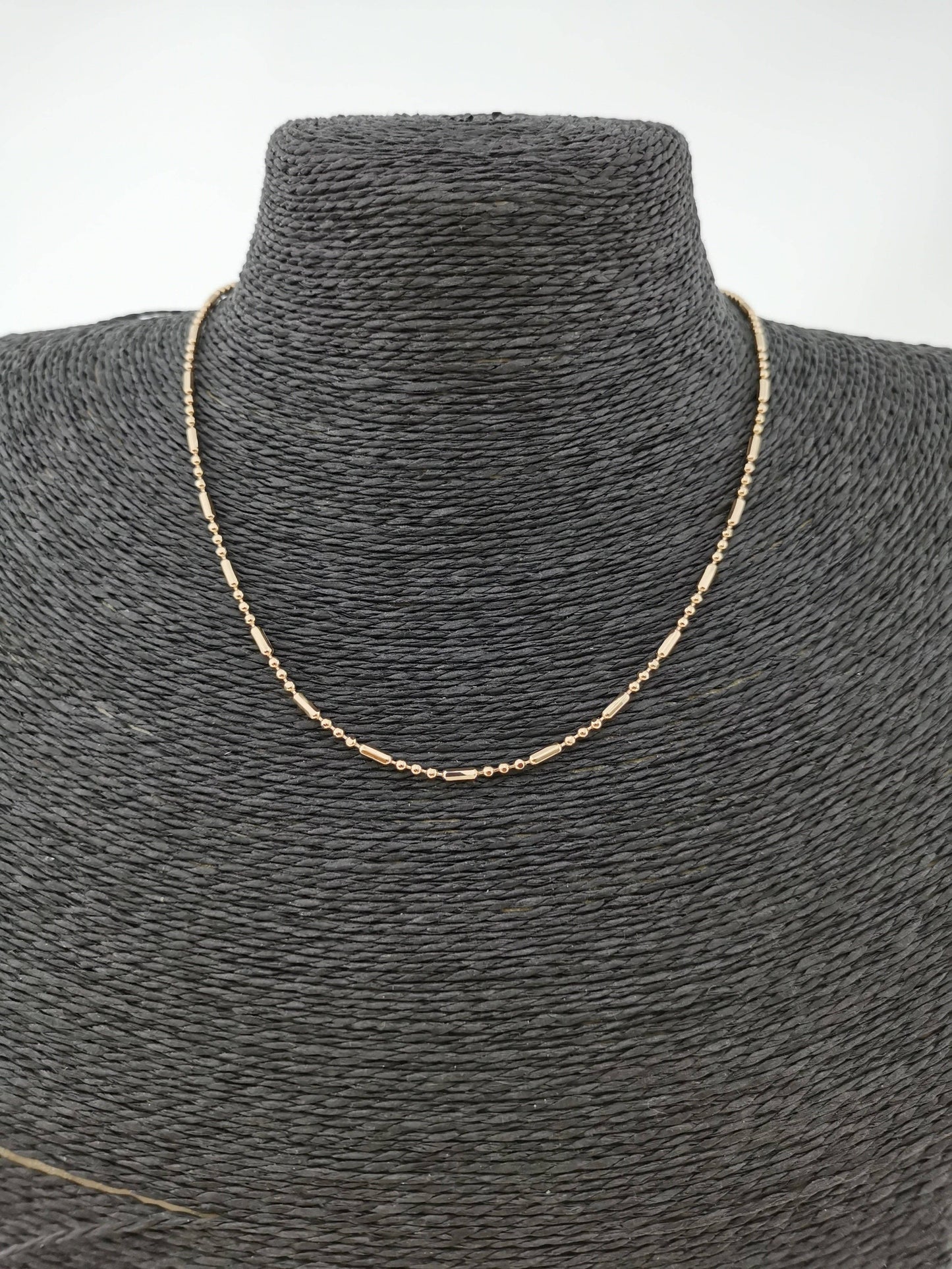 Bead Necklace Chain, 17.5" 18K Gold Filled
