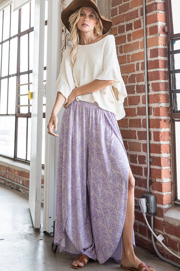 Floral Print Split Front Leg Pants