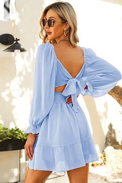 Open Back Dress Light Blue