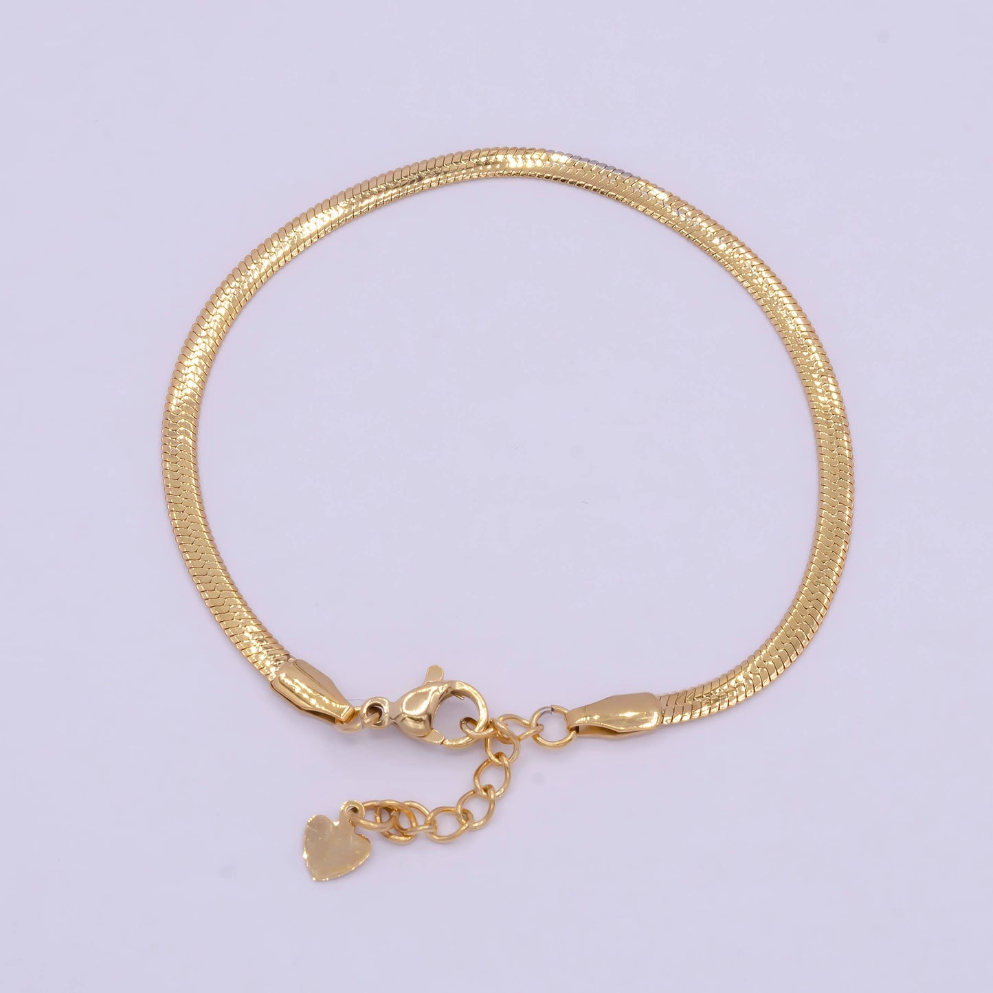 Herringbone Snake Chain 6.5 Inch Bracelet 3mm Gold Filled