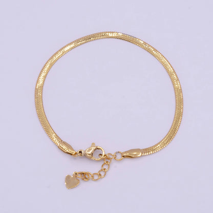 Herringbone Snake Chain 6.5 Inch Bracelet 3mm Gold Filled