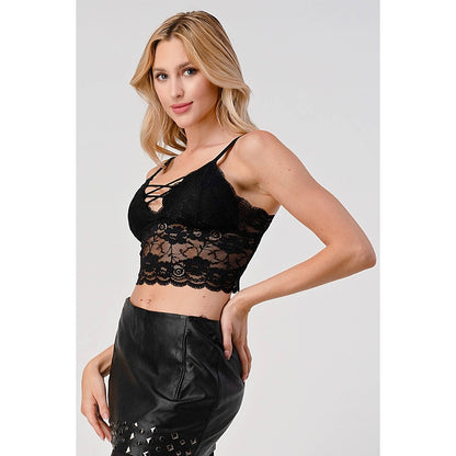 Lace-Up lace Crop Bralette