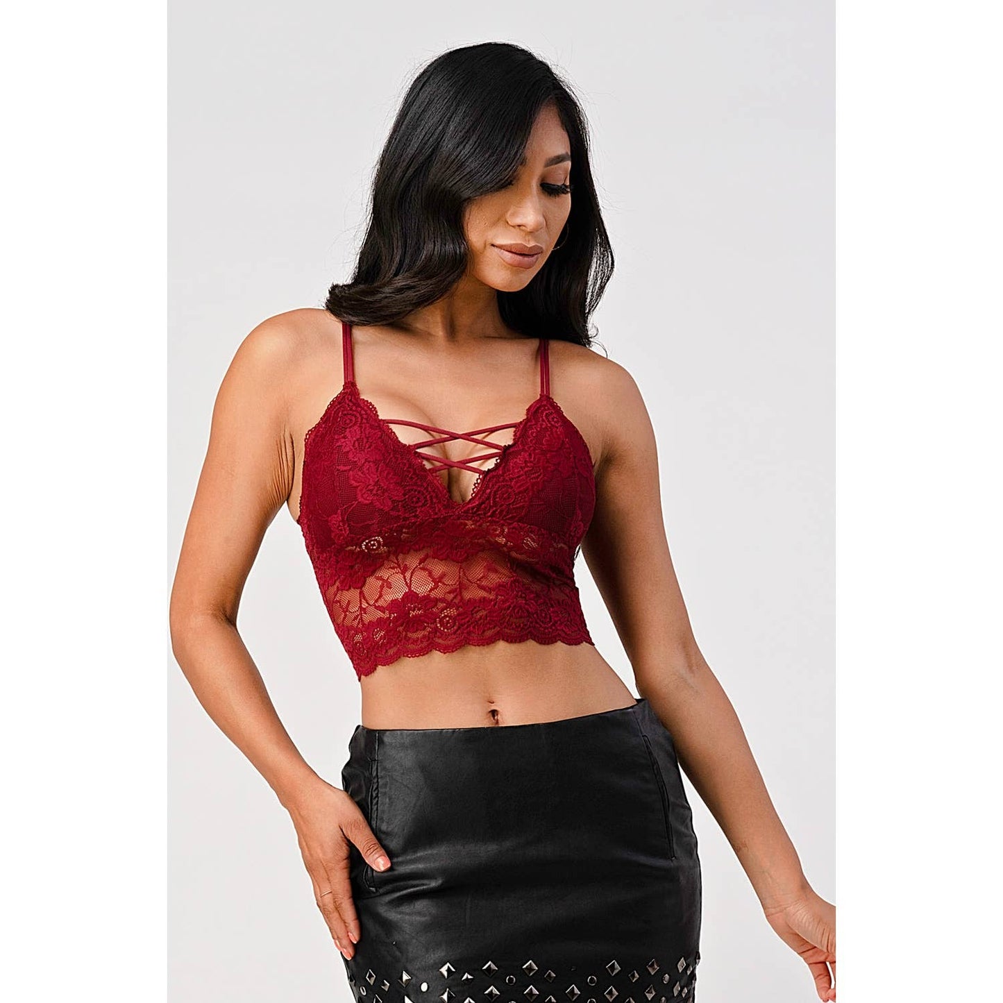 Lace-Up lace Crop Bralette