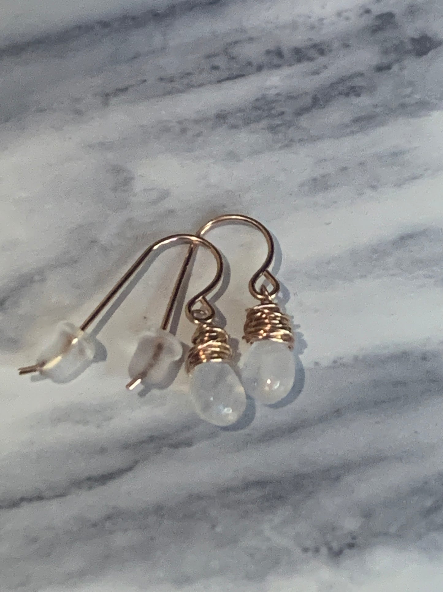 Rose Gold Mini Moonstone Drops Earrings