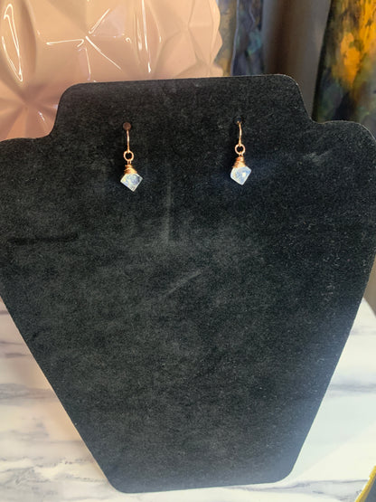 Rose Gold Faceted Moonstone Drops Earrings