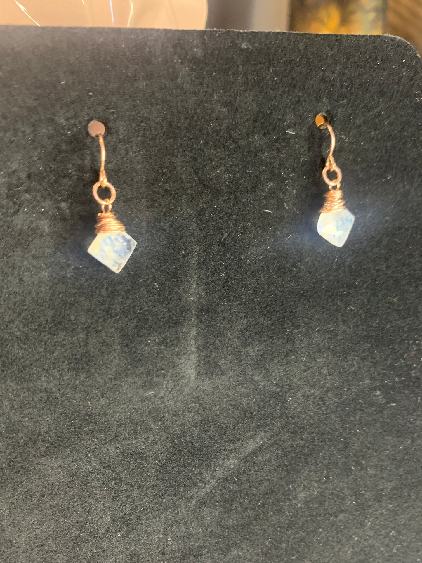 Rose Gold Faceted Moonstone Drops Earrings