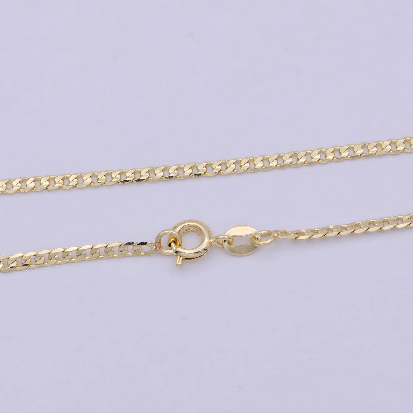 Curb Chain Necklace 17" Dainty 2.2mm Link Necklace 18K Gold Filled