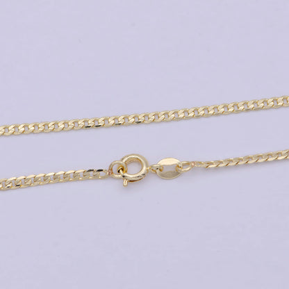 Curb Chain Necklace 17" Dainty 2.2mm Link Necklace 18K Gold Filled