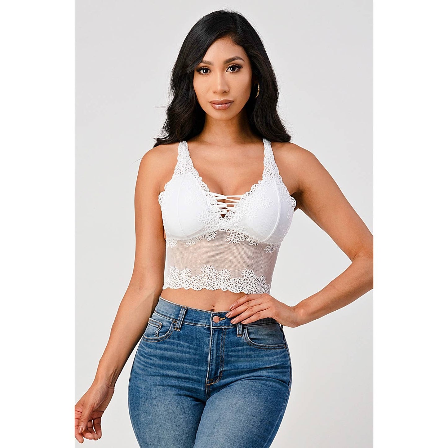 Lace-Up Crop Lace Bralette